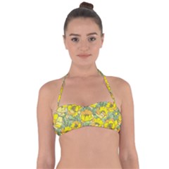 Seamless-pattern-with-graphic-spring-flowers Tie Back Bikini Top by uniart180623