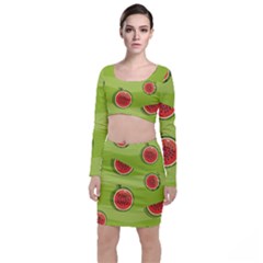 Seamless-background-with-watermelon-slices Top And Skirt Sets by uniart180623