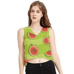 Seamless-background-with-watermelon-slices V-neck Cropped Tank Top by uniart180623