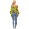 Seamless-background-with-watermelon-slices Off Shoulder Flutter Bell Sleeve Top View4