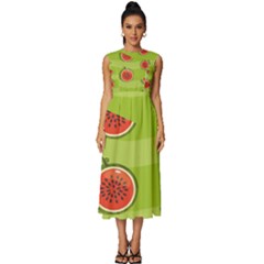 Seamless-background-with-watermelon-slices Sleeveless Round Neck Midi Dress by uniart180623