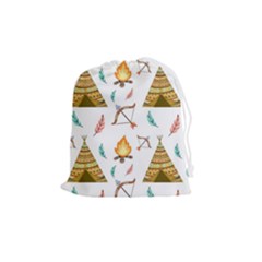 Cute-cartoon-native-american-seamless-pattern Drawstring Pouch (medium) by uniart180623