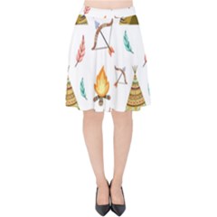 Cute-cartoon-native-american-seamless-pattern Velvet High Waist Skirt by uniart180623