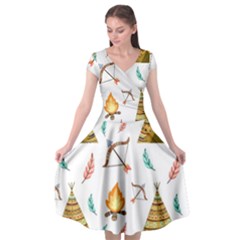 Cute-cartoon-native-american-seamless-pattern Cap Sleeve Wrap Front Dress by uniart180623