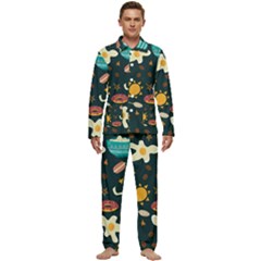 Seamless-pattern-with-breakfast-symbols-morning-coffee Men s Long Sleeve Velvet Pocket Pajamas Set by uniart180623