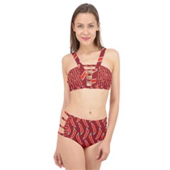 Chili-pattern-red Cage Up Bikini Set by uniart180623