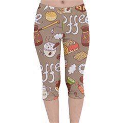 Vector-seamless-pattern-with-doodle-coffee-equipment Velvet Capri Leggings  by uniart180623