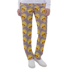 Yellow-mushroom-pattern Women s Casual Pants by uniart180623