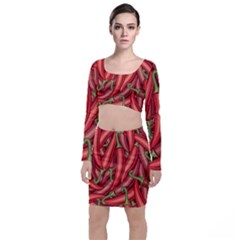 Seamless-chili-pepper-pattern Top And Skirt Sets by uniart180623