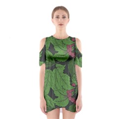 Seamless-pattern-with-hand-drawn-guelder-rose-branches Shoulder Cutout One Piece Dress by uniart180623