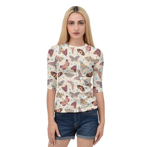 Pattern-with-butterflies-moths Quarter Sleeve Raglan Tee by uniart180623