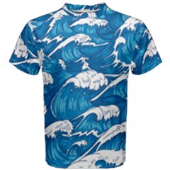 Storm-waves-seamless-pattern-raging-ocean-water-sea-wave-vintage-japanese-storms-print-illustration- Men s Cotton Tee by uniart180623