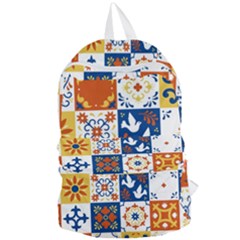 Mexican-talavera-pattern-ceramic-tiles-with-flower-leaves-bird-ornaments-traditional-majolica-style- Foldable Lightweight Backpack by uniart180623