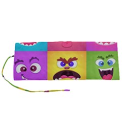 Monsters-emotions-scary-faces-masks-with-mouth-eyes-aliens-monsters-emoticon-set Roll Up Canvas Pencil Holder (s) by uniart180623