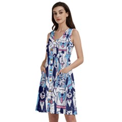 Dogs Seamless Pattern Sleeveless Dress With Pocket by uniart180623