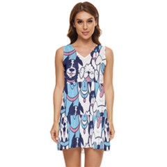 Dogs Seamless Pattern Tiered Sleeveless Mini Dress by uniart180623