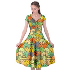 Seamless Pattern With Doodle Bunny Cap Sleeve Wrap Front Dress by uniart180623