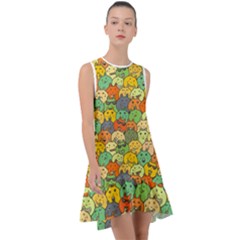 Seamless Pattern With Doodle Bunny Frill Swing Dress by uniart180623