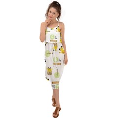 Vector-pattern-with-cute-giraffe-cartoon Waist Tie Cover Up Chiffon Dress by uniart180623