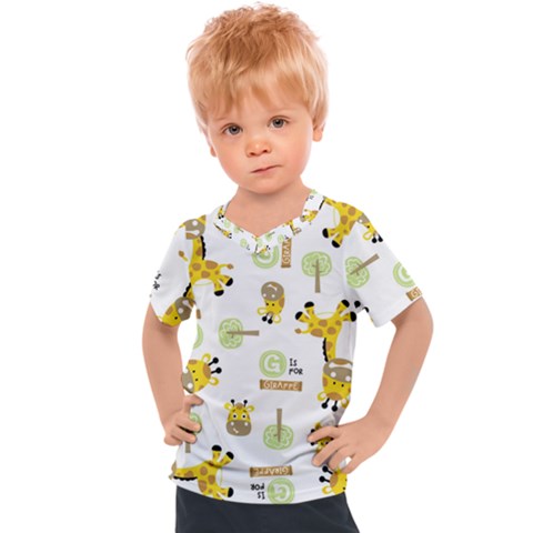 Vector-pattern-with-cute-giraffe-cartoon Kids  Sports Tee by uniart180623