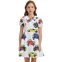 Cars-pattern Kids  Bow Tie Puff Sleeve Dress by uniart180623