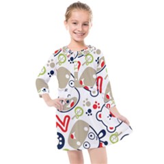 Animals-pattern Kids  Quarter Sleeve Shirt Dress by uniart180623