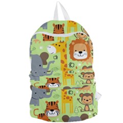 Seamless-pattern-vector-with-animals-wildlife-cartoon Foldable Lightweight Backpack by uniart180623