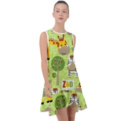 Funny-animals-cartoon Frill Swing Dress by uniart180623