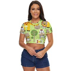 Funny-animals-cartoon Side Button Cropped Tee by uniart180623