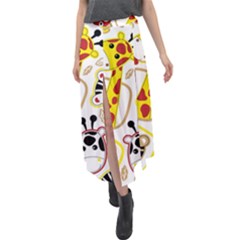 Vector-seamless-pattern-nice-animals-cartoon Velour Split Maxi Skirt by uniart180623