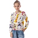 Vector-seamless-pattern-nice-animals-cartoon Kids  Long Sleeve Tee with Frill  View1