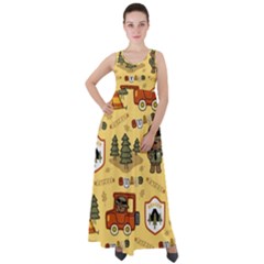 Seamless-pattern-funny-ranger-cartoon Empire Waist Velour Maxi Dress by uniart180623