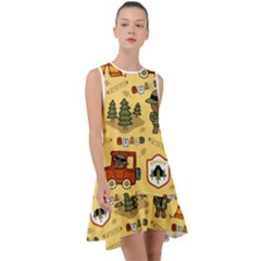 Seamless-pattern-funny-ranger-cartoon Frill Swing Dress by uniart180623