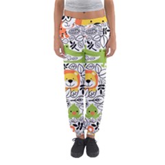 Seamless-pattern-with-wildlife-cartoon Women s Jogger Sweatpants by uniart180623