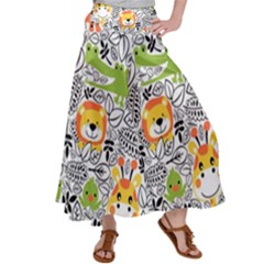 Seamless-pattern-with-wildlife-cartoon Women s Satin Palazzo Pants by uniart180623