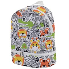 Seamless-pattern-with-wildlife-cartoon Zip Bottom Backpack by uniart180623