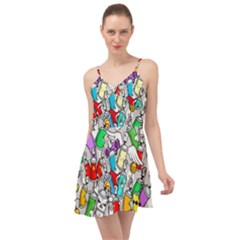 Graffiti-characters-seamless-pattern Summer Time Chiffon Dress by uniart180623