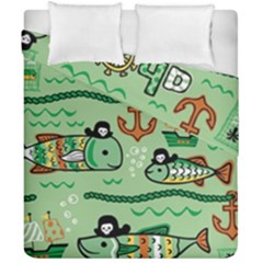 Seamless-pattern-fishes-pirates-cartoon Duvet Cover Double Side (california King Size) by uniart180623