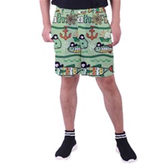 Seamless-pattern-fishes-pirates-cartoon Men s Pocket Shorts by uniart180623