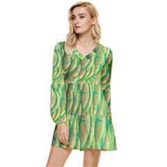 Beautiful-peacock Tiered Long Sleeve Mini Dress by uniart180623