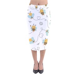 Bee Art Pattern Design Wallpaper Background Print Velvet Midi Pencil Skirt by uniart180623