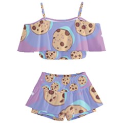 Cookies Chocolate Chips Chocolate Cookies Sweets Kids  Off Shoulder Skirt Bikini by uniart180623