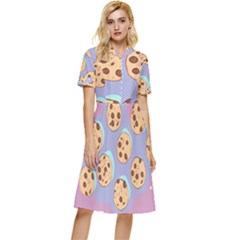 Cookies Chocolate Chips Chocolate Cookies Sweets Button Top Knee Length Dress by uniart180623