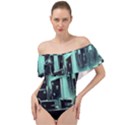 Buildings City Urban Destruction Background Off Shoulder Velour Bodysuit  View1