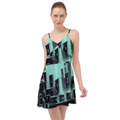 Buildings City Urban Destruction Background Summer Time Chiffon Dress by uniart180623