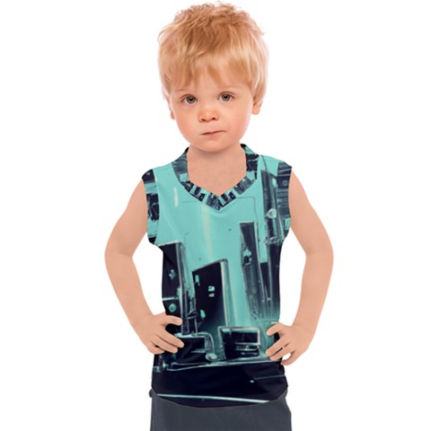 Buildings City Urban Destruction Background Kids  Sport Tank Top by uniart180623