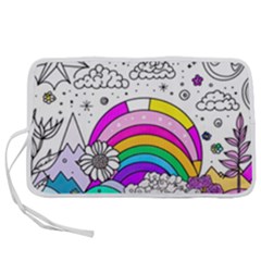 Rainbow Fun Cute Minimal Doodle Drawing Art Pen Storage Case (m) by uniart180623