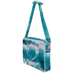 Waves Ocean Sea Tsunami Nautical Blue Sea Cross Body Office Bag by uniart180623