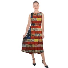 Usa Flag United States Midi Tie-back Chiffon Dress by uniart180623