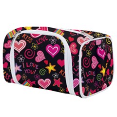 Multicolored Love Hearts Kiss Romantic Pattern Toiletries Pouch by uniart180623